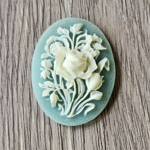 Cameo Blue Victorian Flower Flatback Vintage Embellishment Craft Decor 1 Cameo